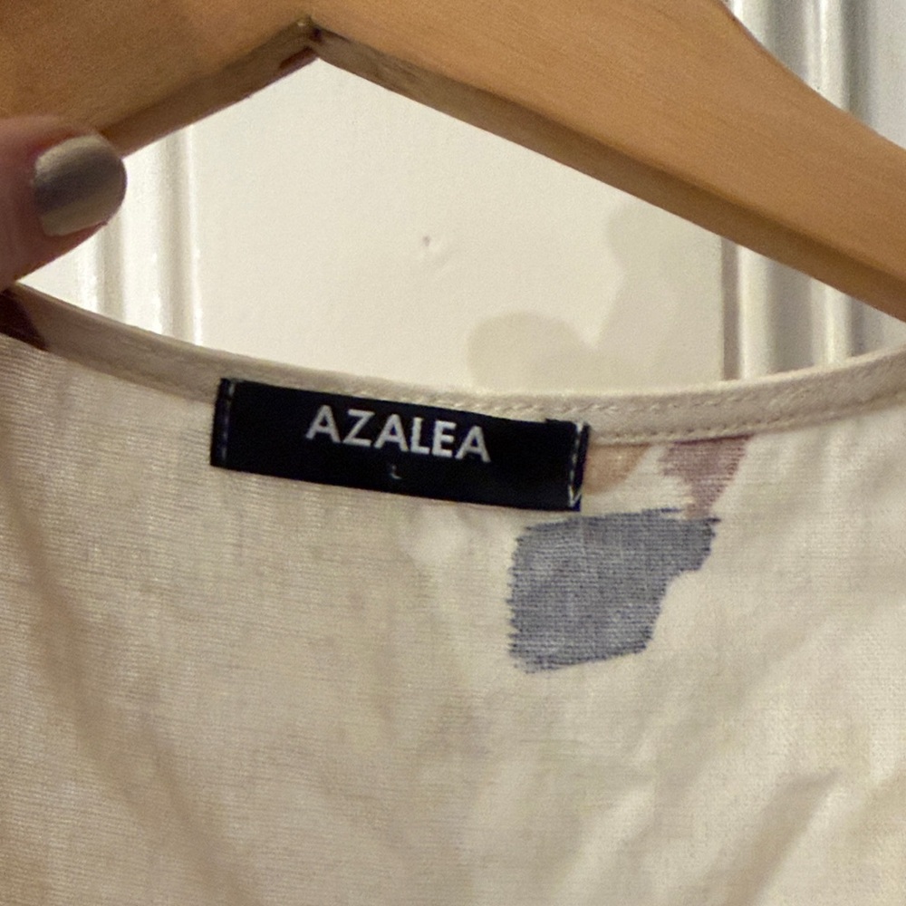 Azalea Beige Patterned Linen Blend Button-Up Tank… - image 4